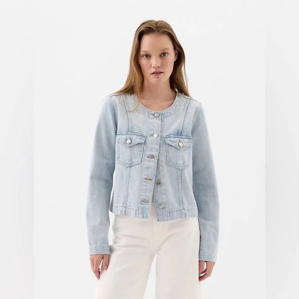 GAP Collarless Denim Jacket